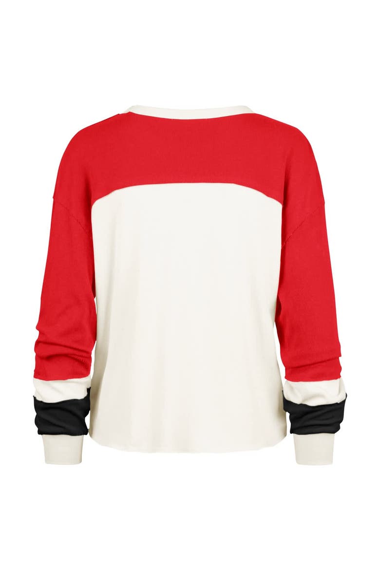 Women's '47 Cream San Francisco 49ers Double Header Curve Raglan Long Sleeve Crop Top, Alternate, color, Cream