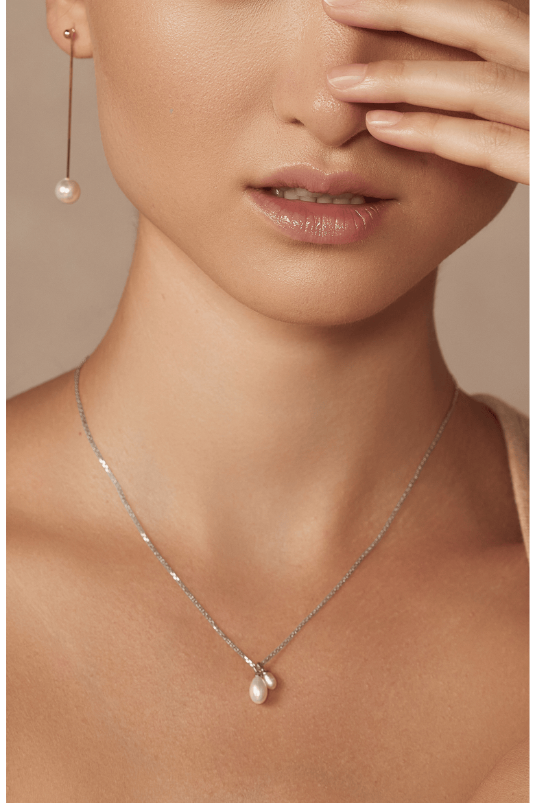 Sterling Silver 18k Gold Plated Maisie Pearl Necklace Delicate Gift, Alternate, color, Silver