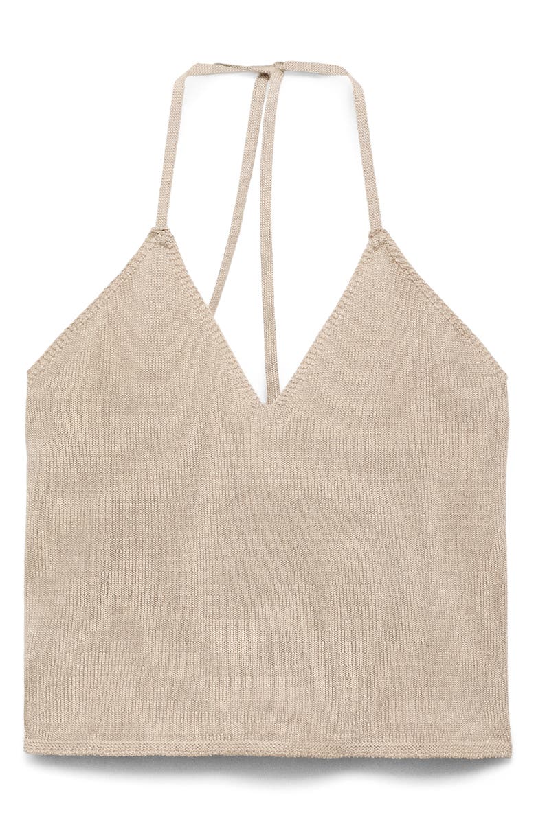 MANGO TEEN Knit Halter Top, Alternate, color, Gold