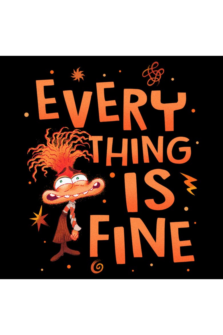 Men's Inside Out 2 Anxiety Everything Is Fine Graphic T-Shirt, Alternate, color, Black
