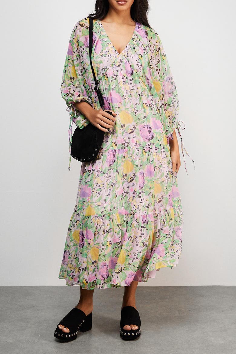 Chiffon Batwing Midi Dress, Alternate, color, Floral