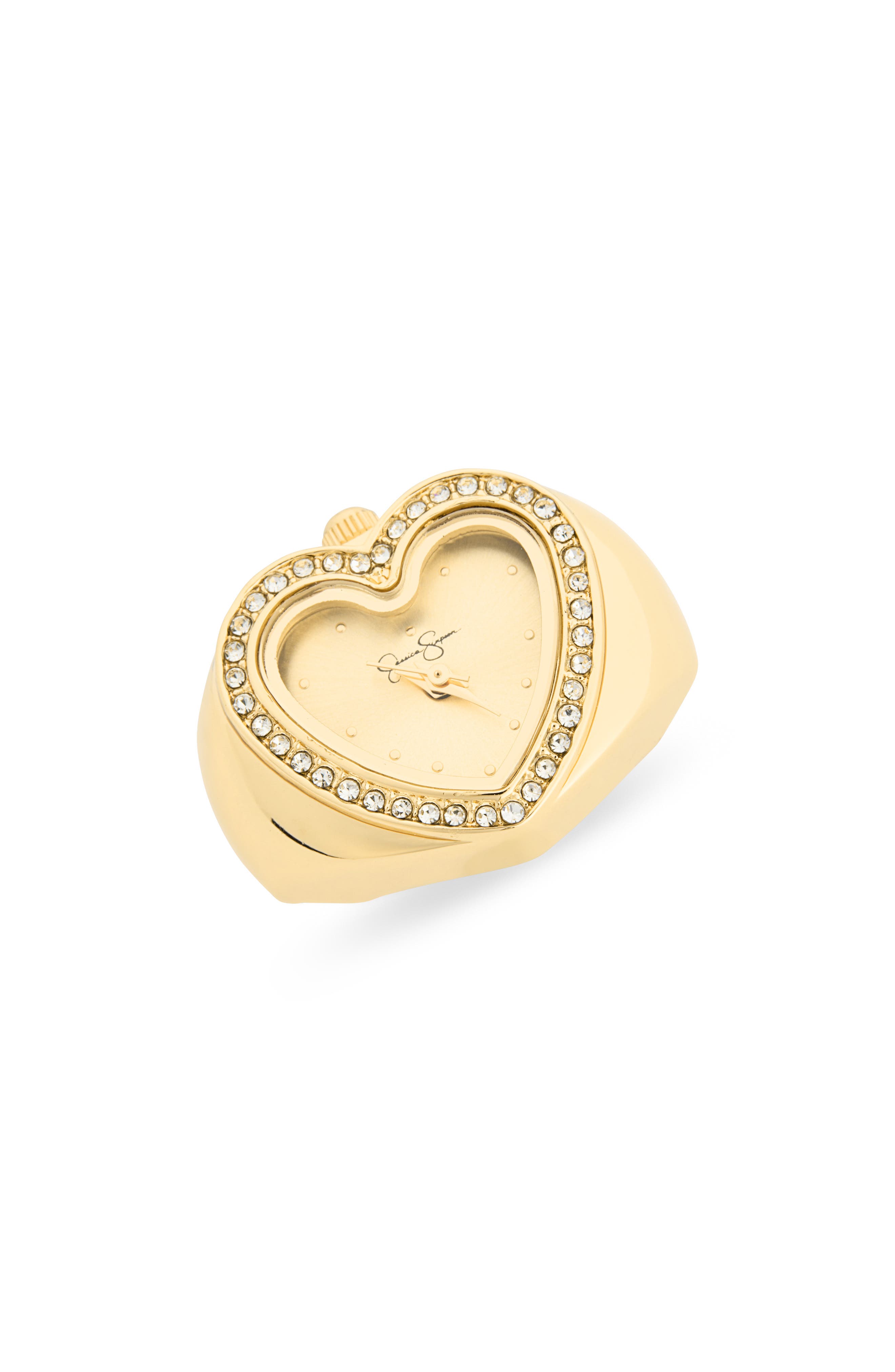 Jessica Simpson Crystal Heart Ring Watch