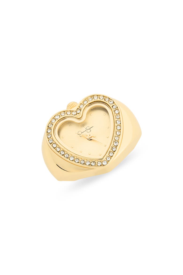 Crystal Heart Ring Watch, Main, color, GOLD