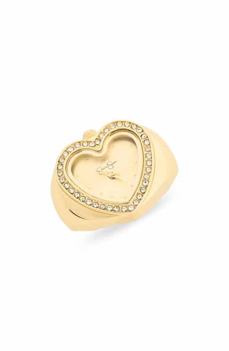 Jessica Simpson Crystal Heart Ring Watch