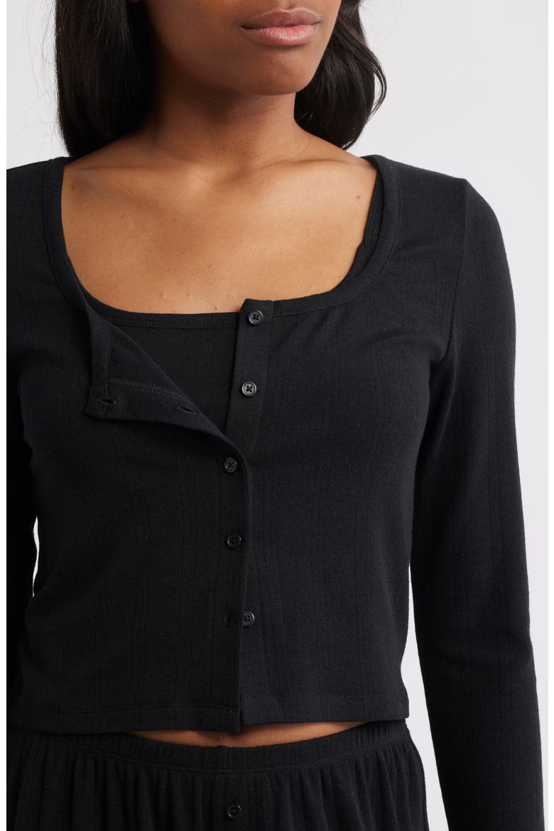 3-Piece Pointelle Knit Pajamas, Alternate, color, BLACK