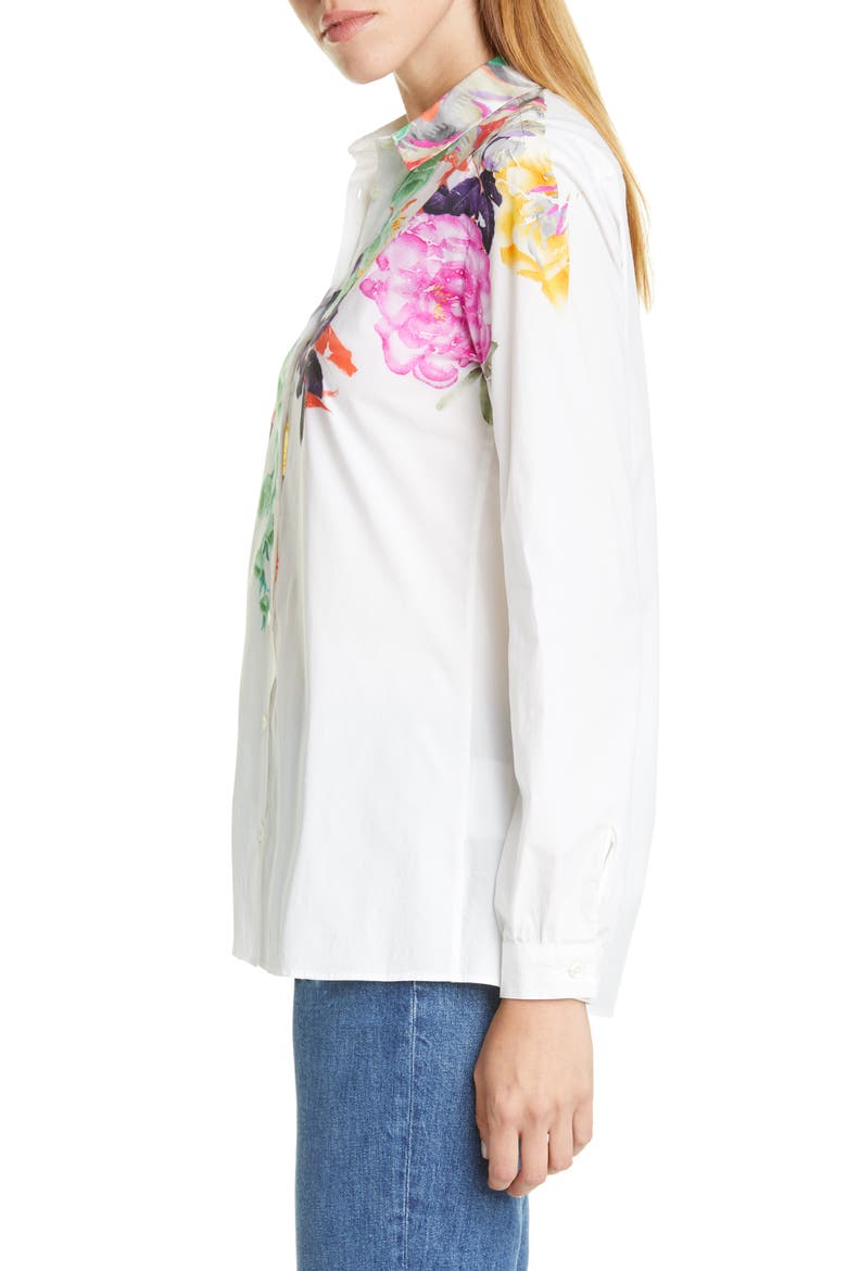 Pop Floral Print Shirt, Alternate, color, WHITE
