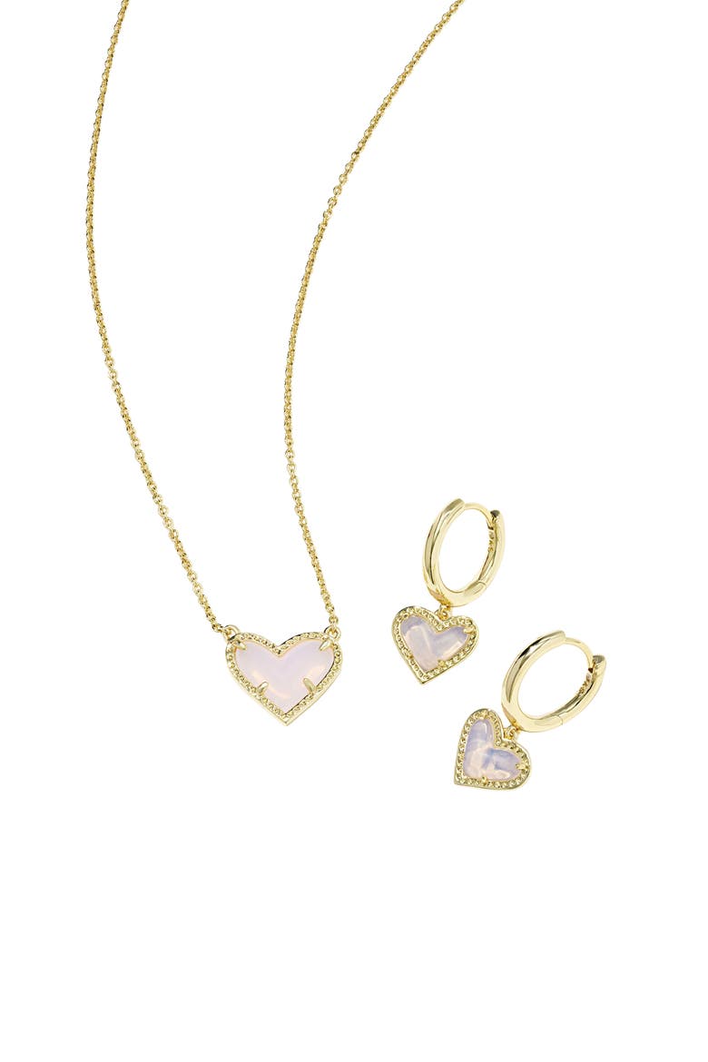 Ari Heart Pendant Necklace, Alternate, color, GOLD PINK OPALITE GLASS