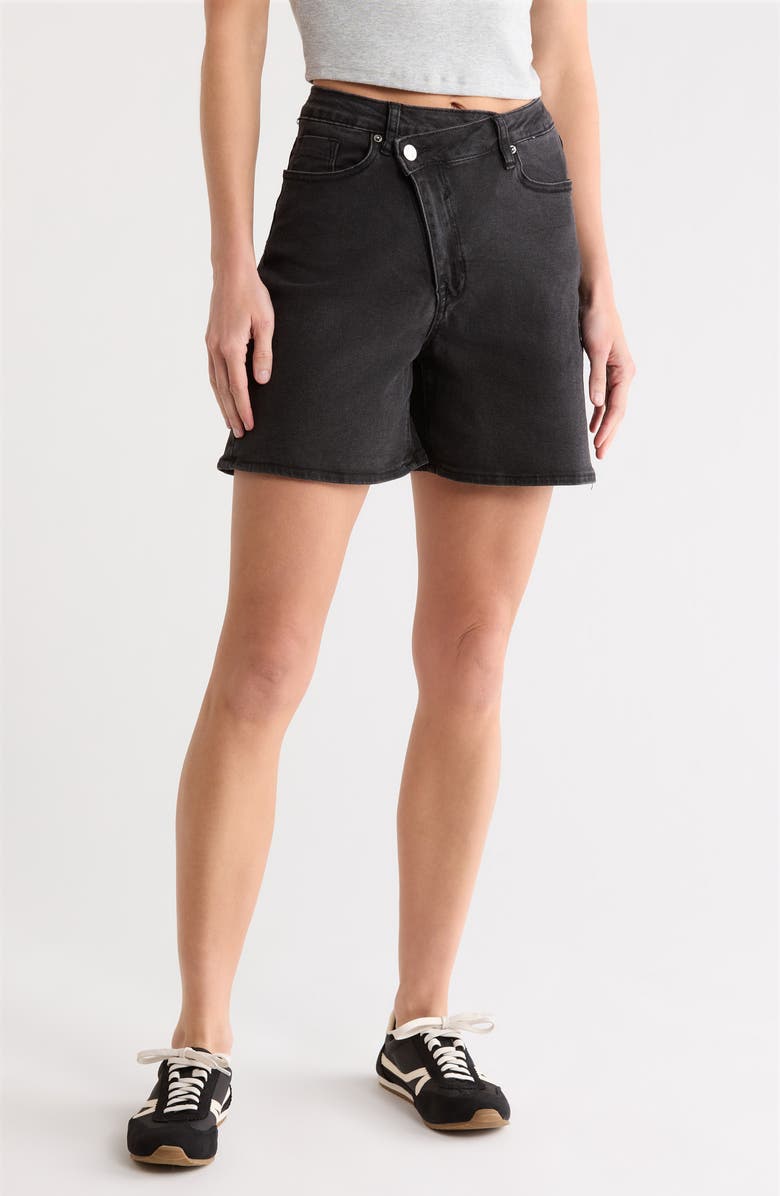Vigoss Cross Waist Bermuda Shorts, Main, color, Washed Black