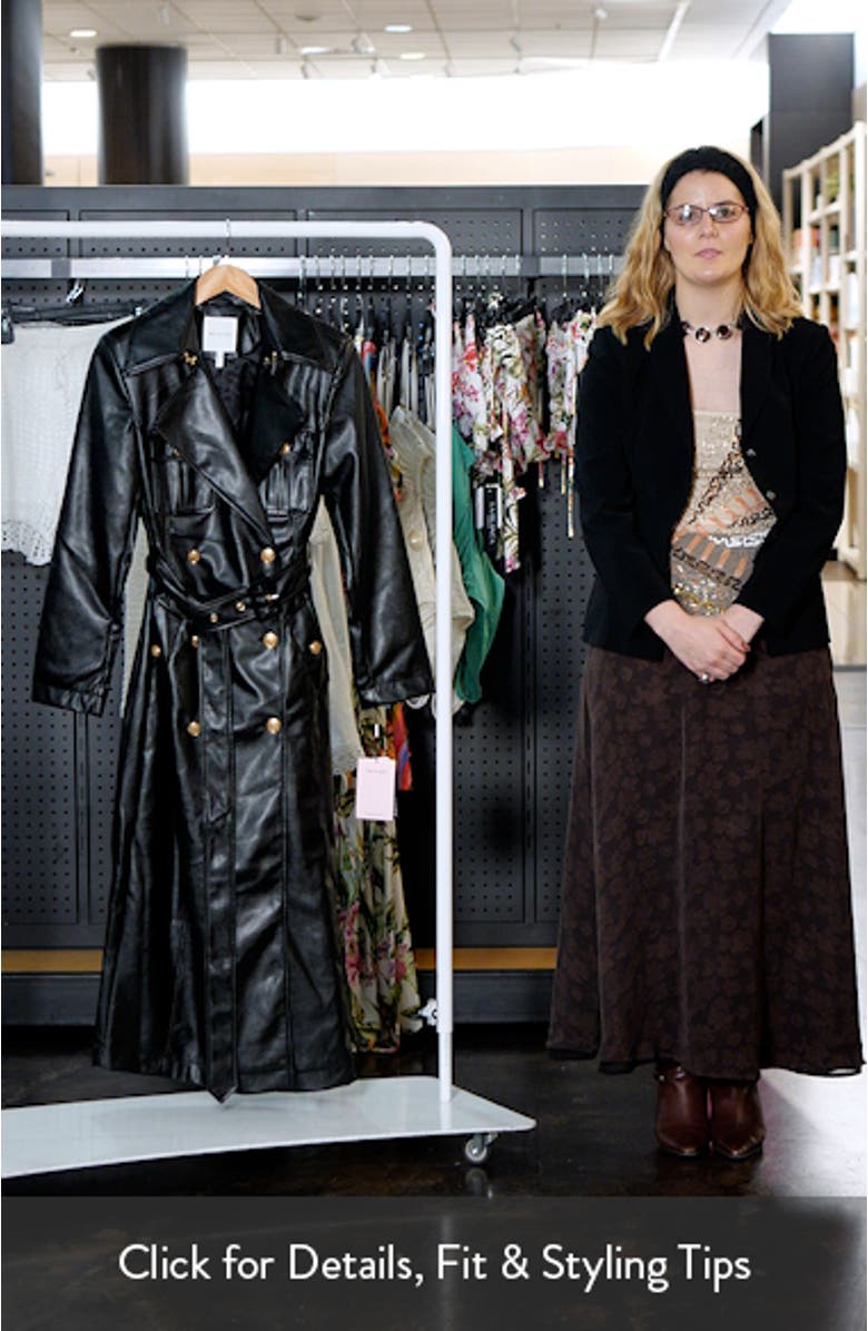 Belted Faux Leather Utility Trench Coat