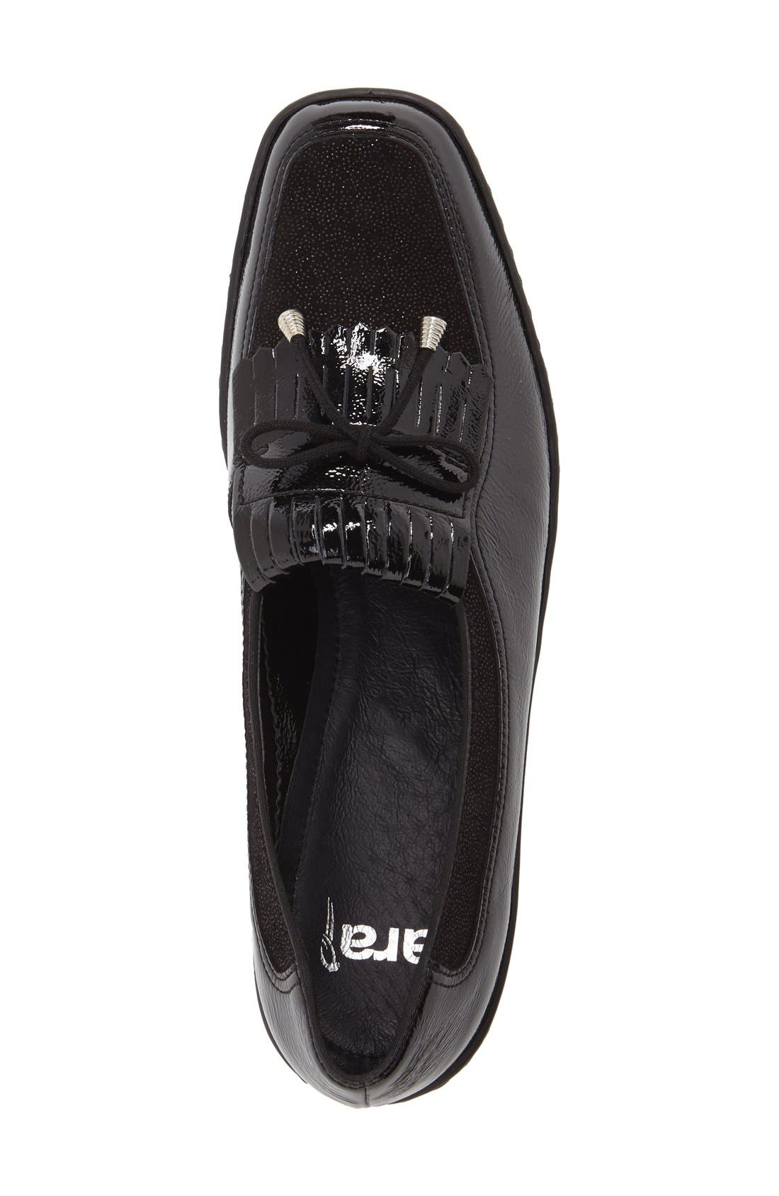 'Rachel' Loafer, Alternate, color, BLACK CRINKLE PATENT LEATHER