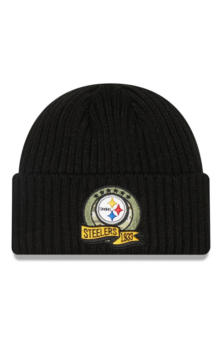New Era Men's New Era Black Pittsburgh Steelers 2022 Salute To Service Knit Hat, Main, color, 