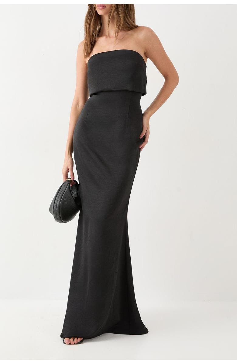 MissPap Premium Bandeau Overlay Bridesmaid Dress, Alternate, color, Black