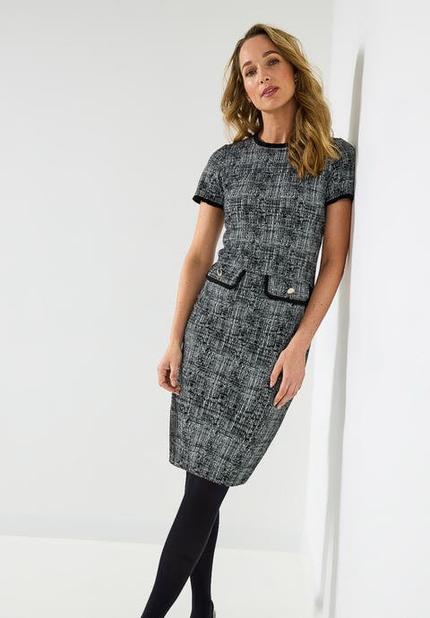Stretch Tweed Shift Dress (plus)