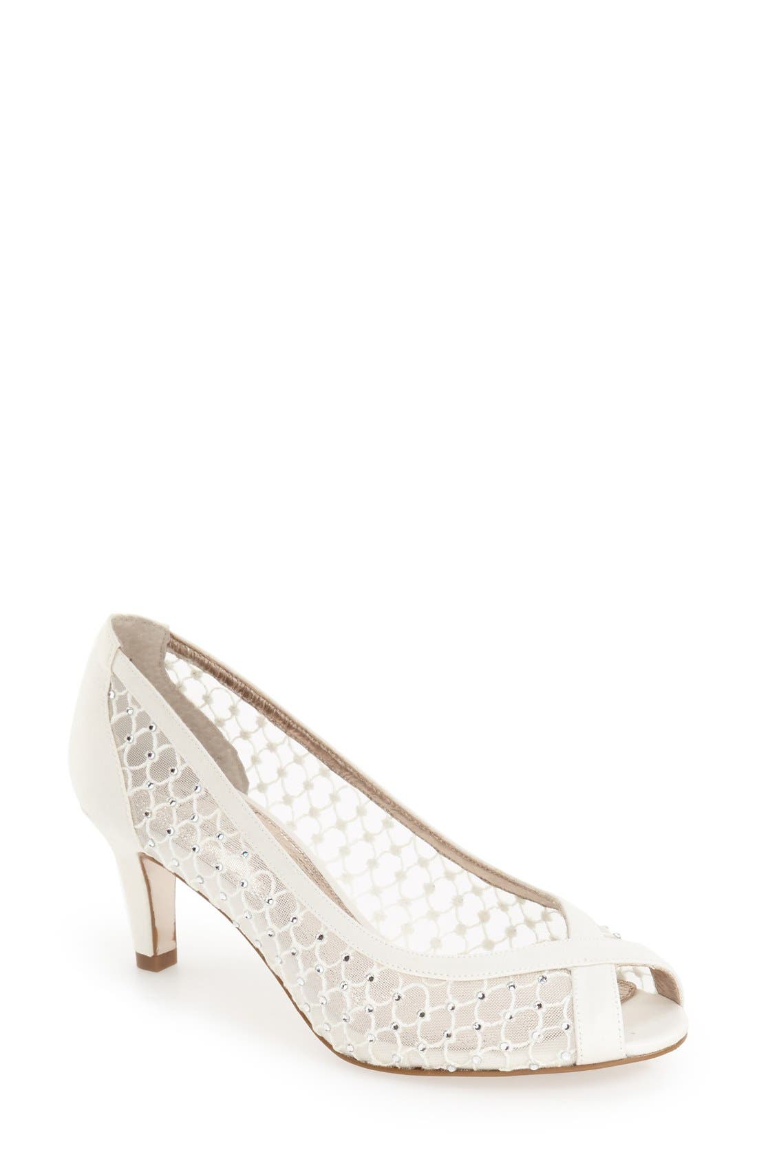 Adrianna Papell 'Zandra' Crystal Embellished Peep Toe Pump, Main, color, 
