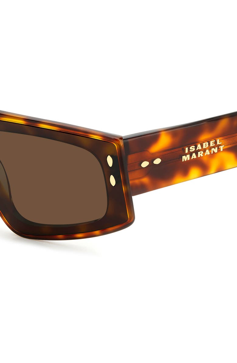 Isabel Marant 66mm Oversize Rectangular Sunglasses, Alternate, color, Brown Havana