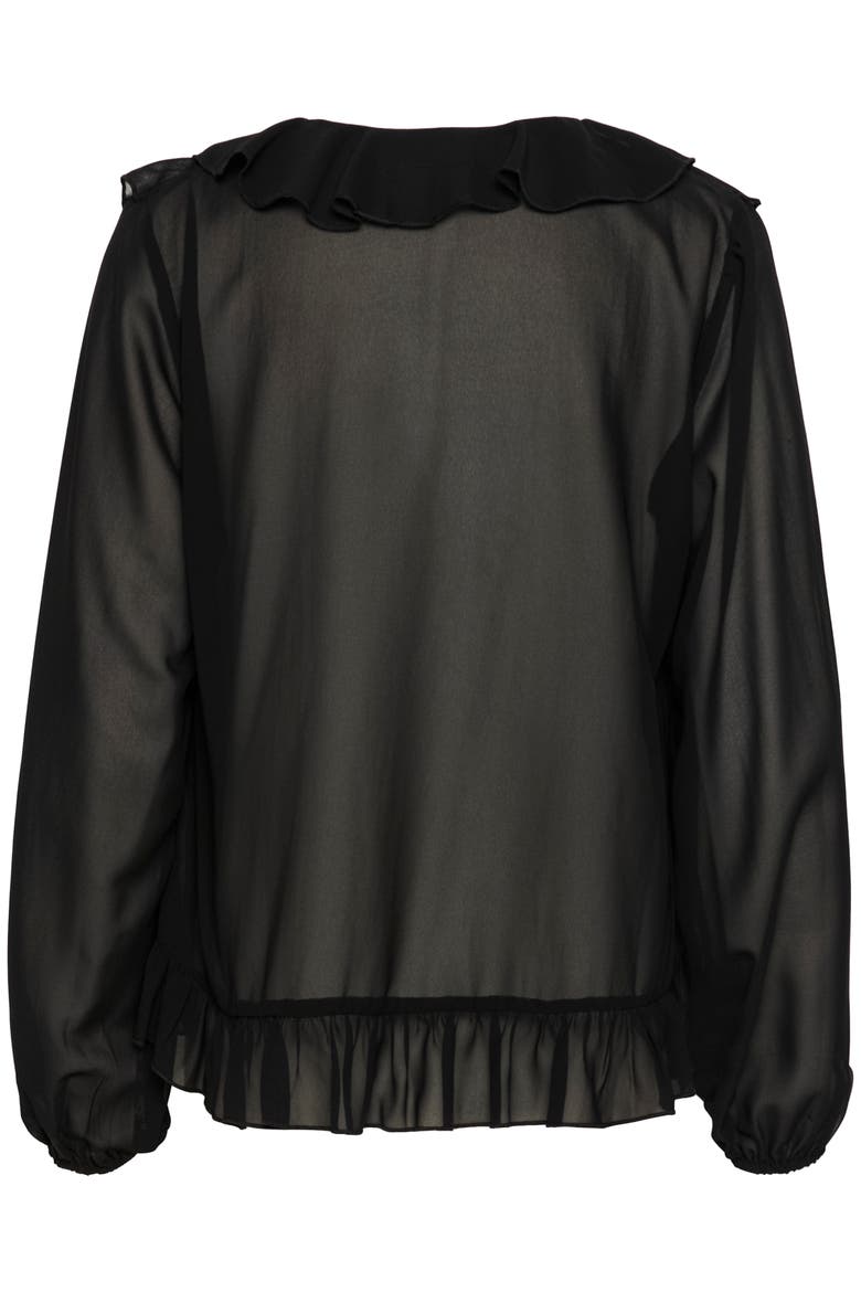 Kaninna V-Neck Ruffles Chiffon Blouse, Alternate, color, Black Deep
