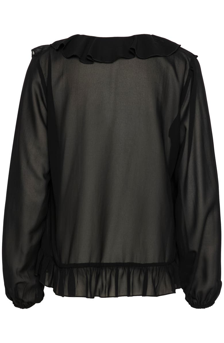 Kaffe Kaninna V-Neck Ruffles Chiffon Blouse, Alternate, color, Black Deep