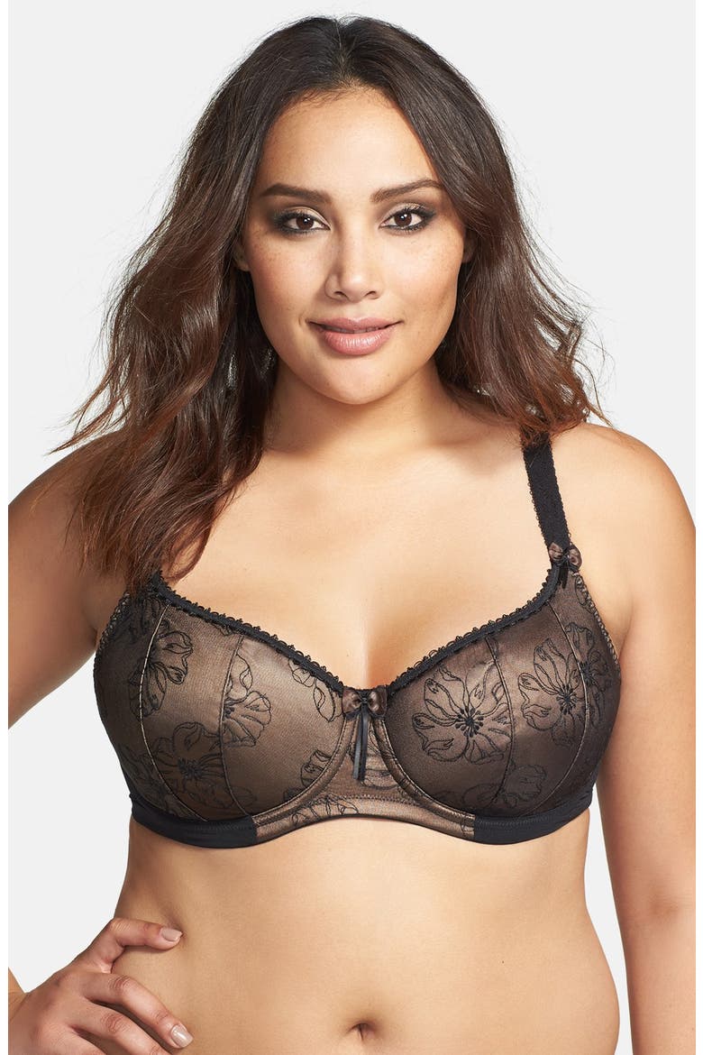'Imogen' Underwire Half Cup Bra, Main, color, BLACK