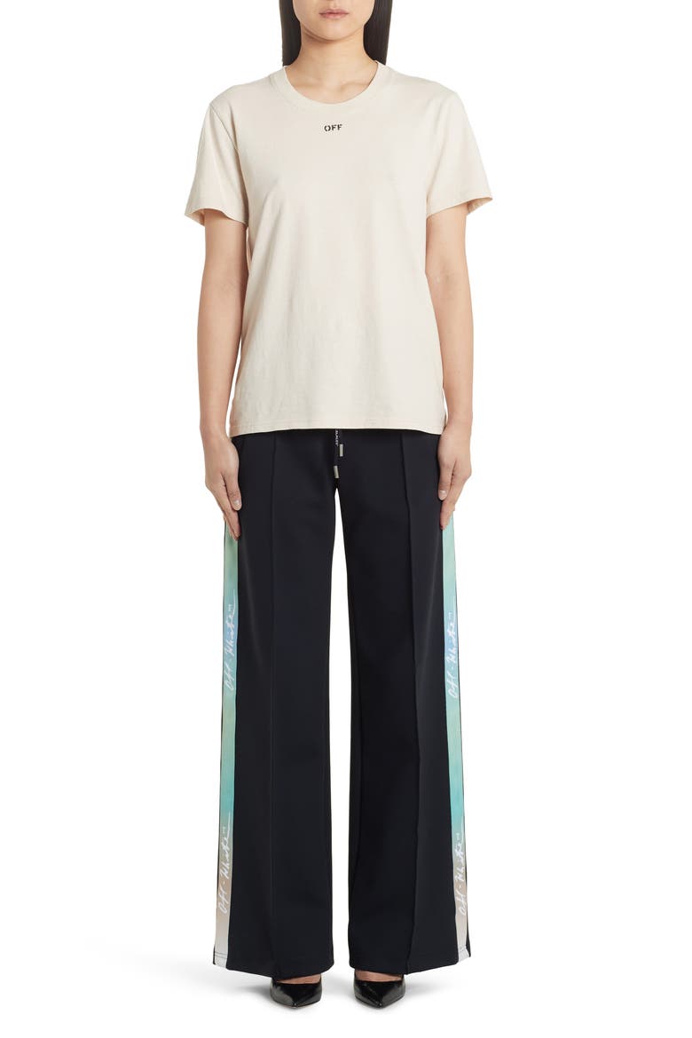 Wide Leg Jersey Track Pants, Alternate, color, BLACK