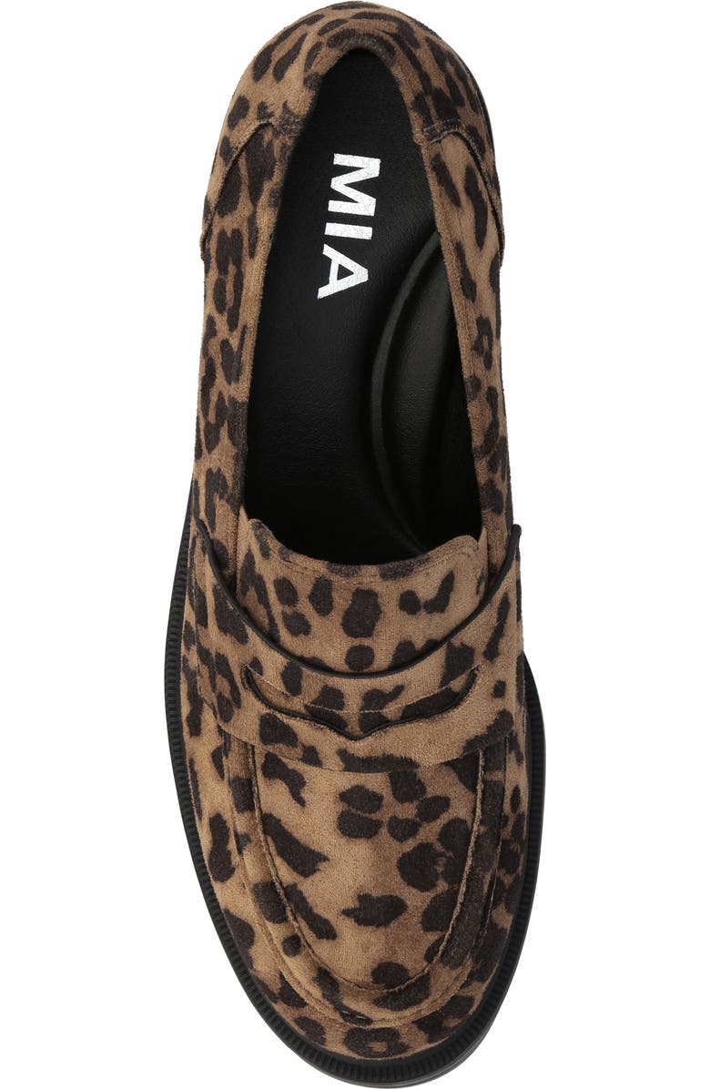 MIA Yoani Lug Sole Penny Loafer, Alternate, color, Leopard Print