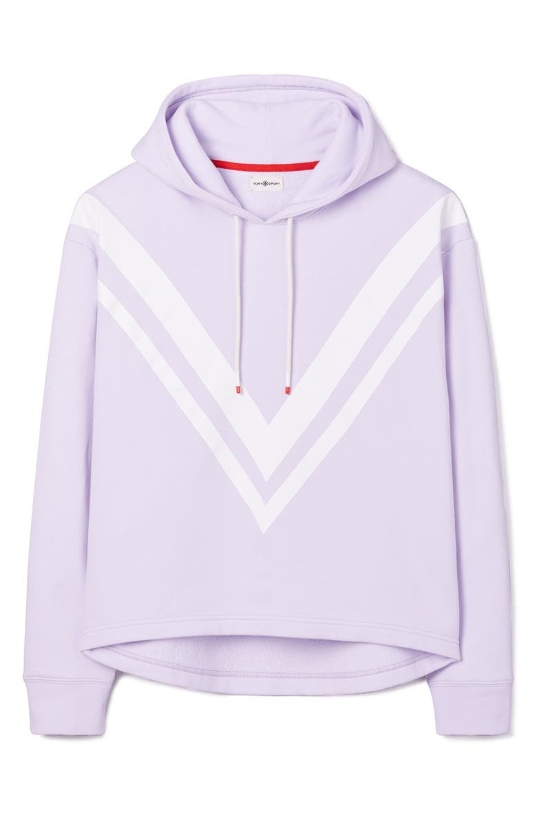Tory Sport by Tory Burch French Terry Chevron Hoodie, Main, color, 