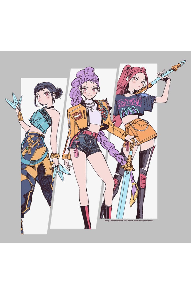 KPop Demon Hunters Women's KPop Demon Hunters Huntrix Manhwa Style  Graphic T-Shirt, Alternate, color, Athletic Heather