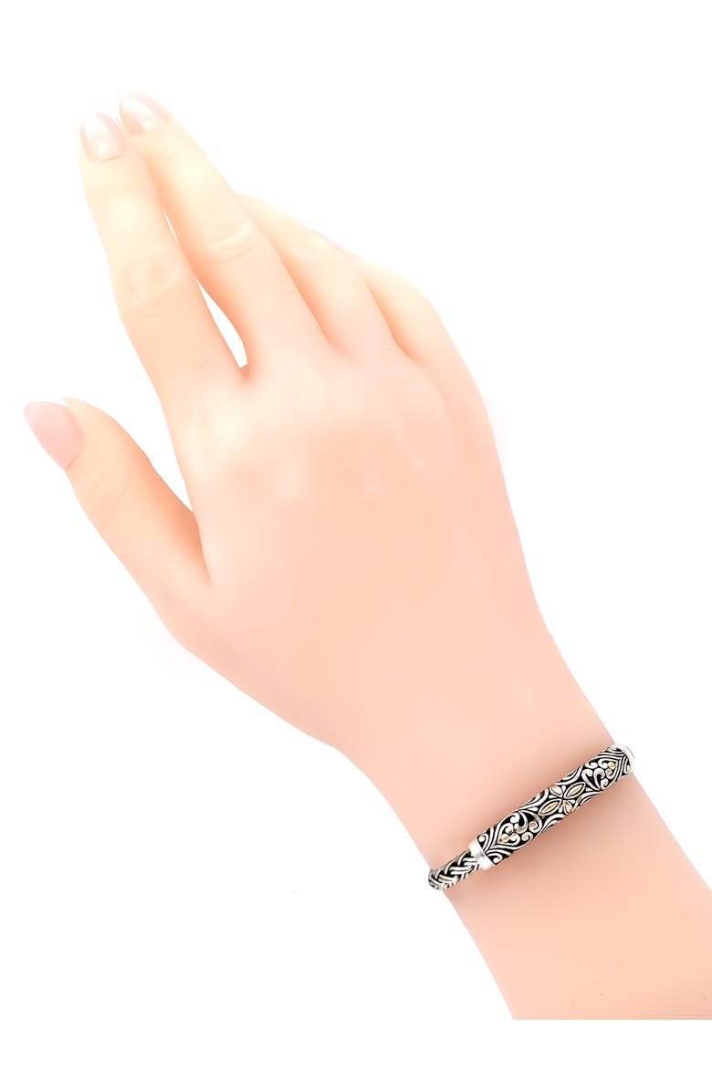 DEVATA Bali Filigree with Paddy Oval 5mm Chain Bracelet in Sterling Silver and 18K Gold, Alternate, color, Silver