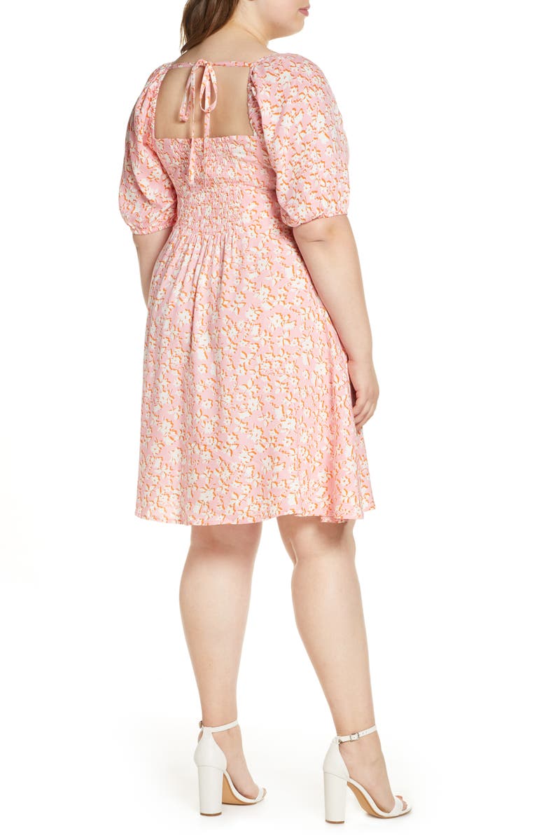 ELOQUII Puff Sleeve Floral Dress, Alternate, color,