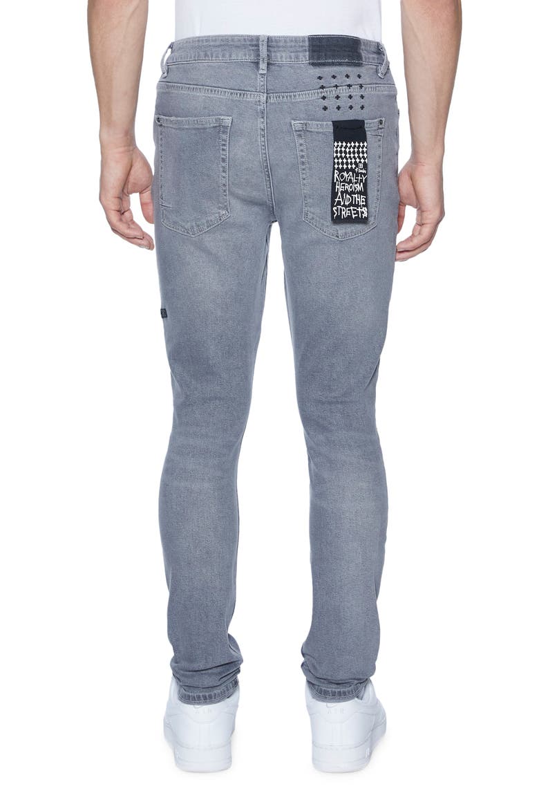 Van Winkle Thrifted Ripped Skinny Jeans, Alternate, color, GREY