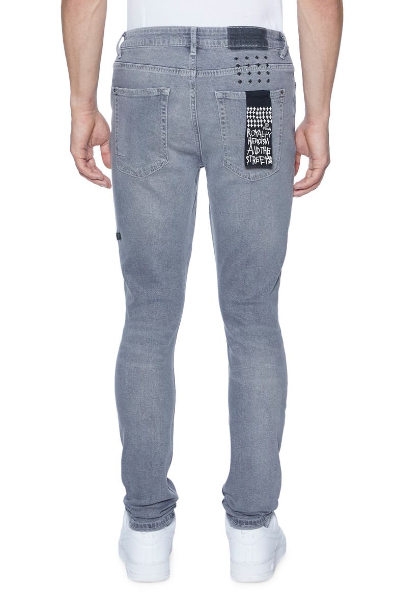 Ksubi Van Winkle Thrifted Ripped Skinny Jeans, Alternate, color, Grey