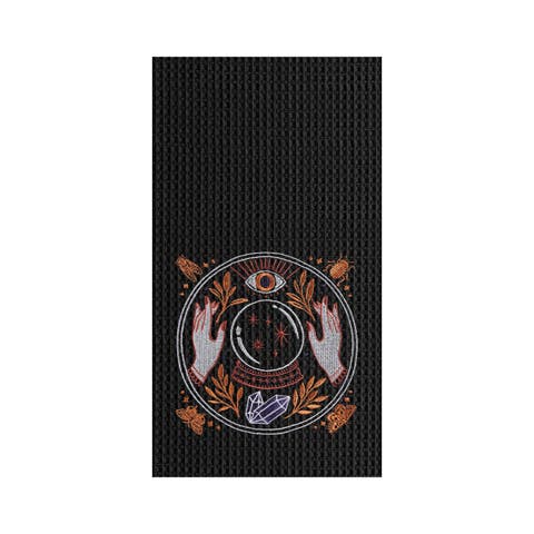 Magic Crystal Ball Halloween Embroidered Cotton Waffle Weave Kitchen Towel