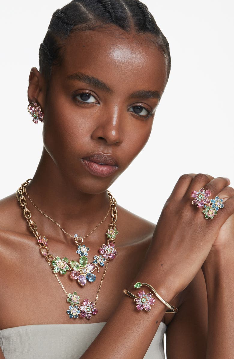 Swarovski Idyllia Floral Pendant Necklace, Alternate, color, Blue