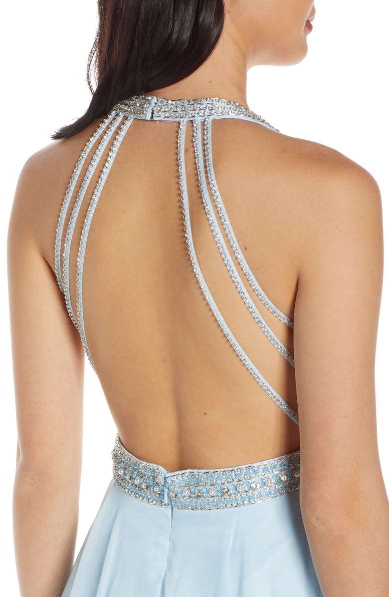 Mac Duggal Beaded Halter Chiffon A-Line Gown, Alternate, color, 