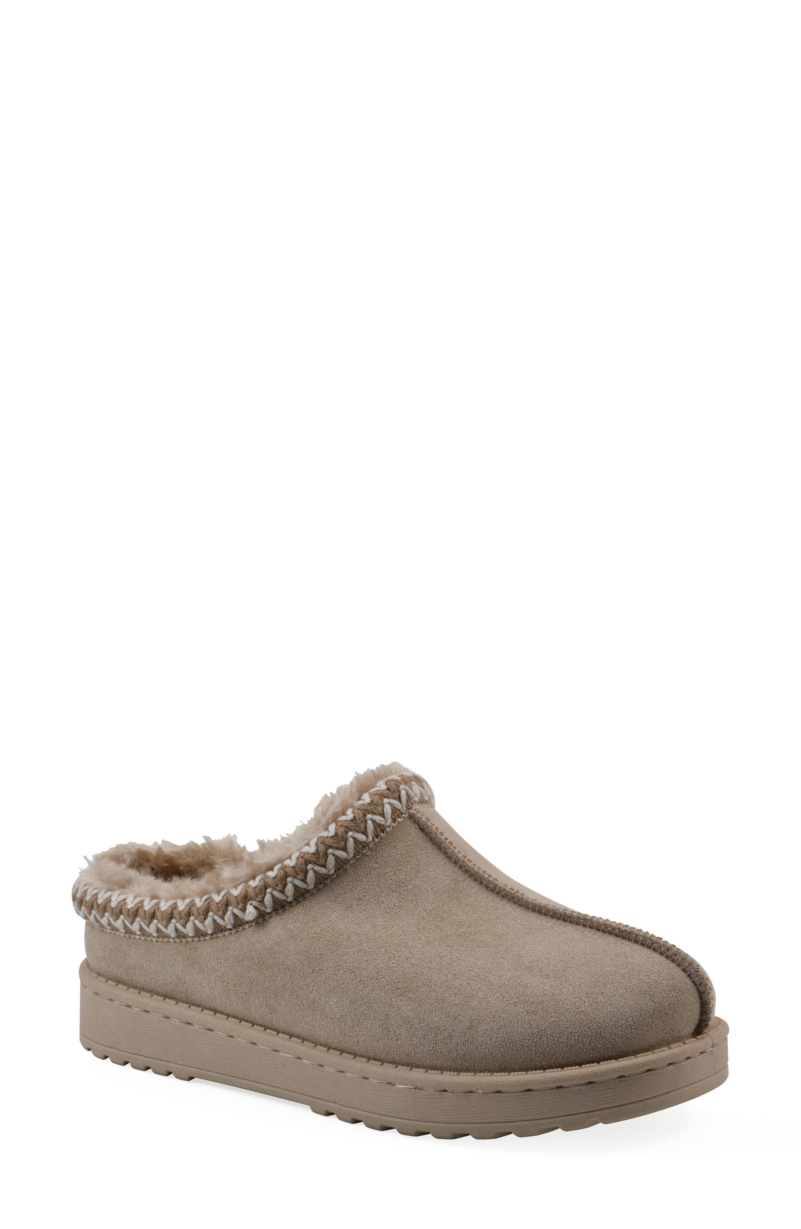 Icebin Faux Shearling Lined Clog Slipper, Main, color, DARK BEIGE/ FABRIC