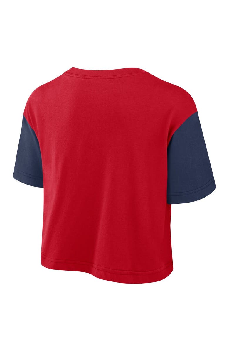 Nike Women's Nike Red/Navy Atlanta Braves Script Cropped Performance T-Shirt, Alternate, color, 