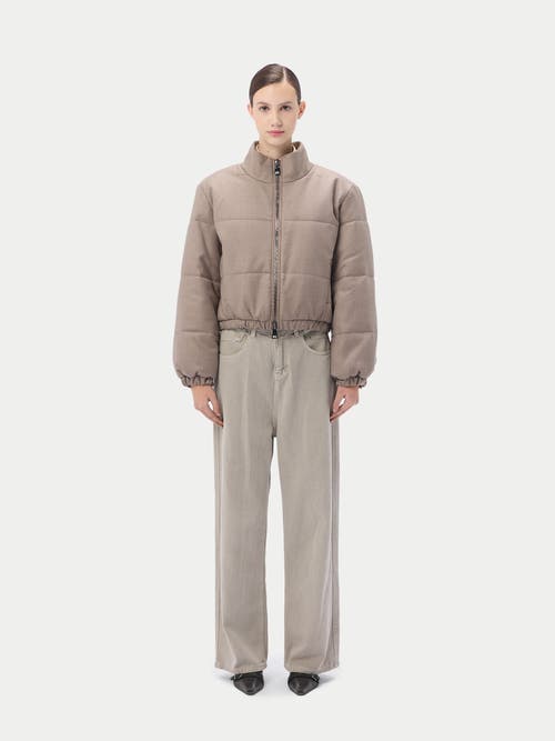 Gobi Mongolian Cashmere High-neck Cashmere Jacket In Taupe