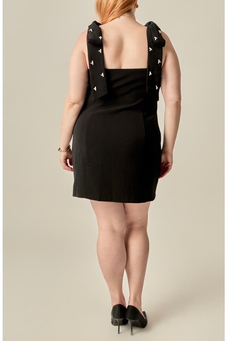 Rhinestone Bow Minidress, Alternate, color, BLACK