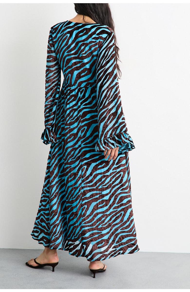 Warehouse Burnout Velvet Plunge Maxi Dress, Alternate, color, Blue