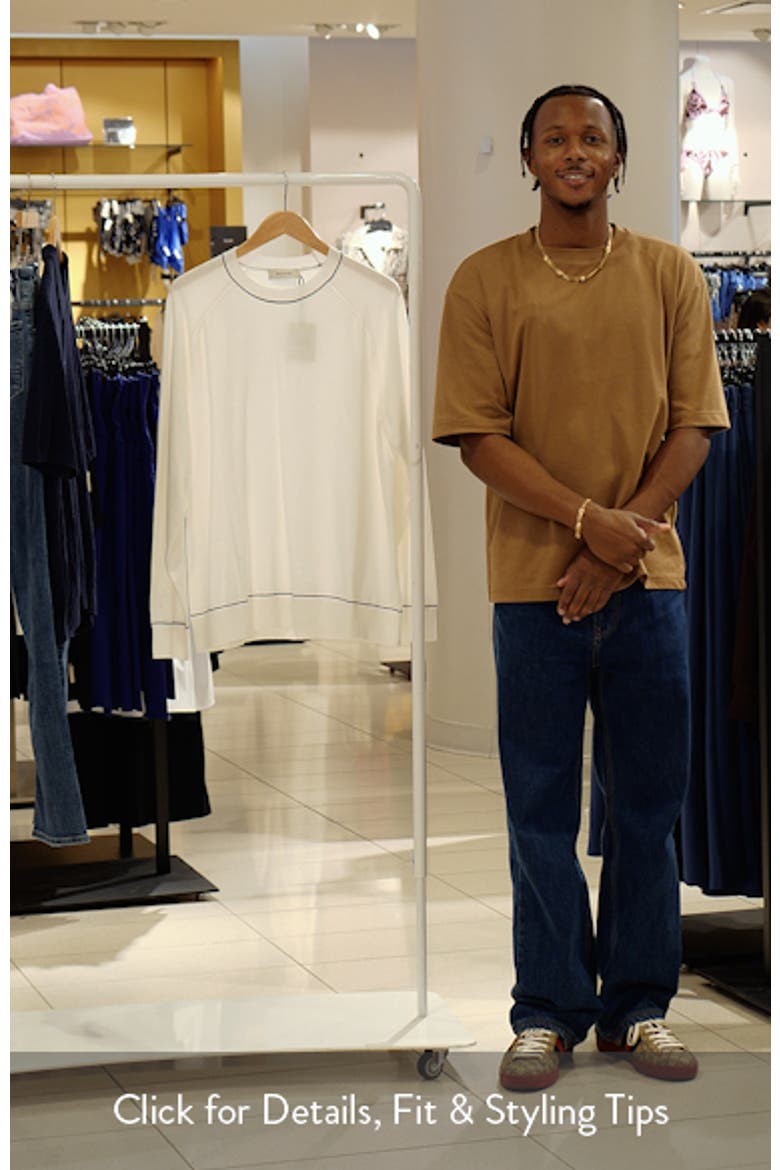 Tipped Cotton Blend Crewneck Sweater video