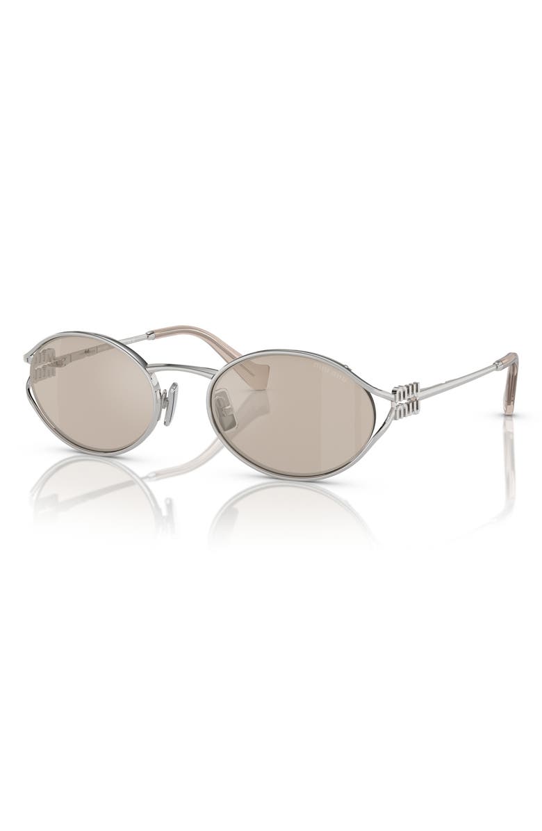 Miu Miu 54mm Oval Sunglasses, Alternate, color, Silver