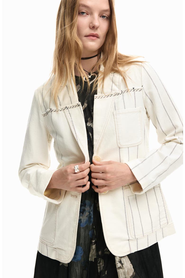 Stripe Blazer, Alternate, color, MEDIUM BEIGE