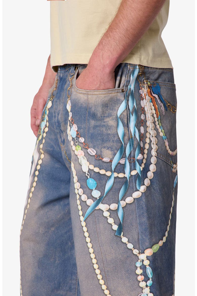 Ultra Baggy Chain Printed Denim Shorts, Alternate, color, LIGHT BLUE