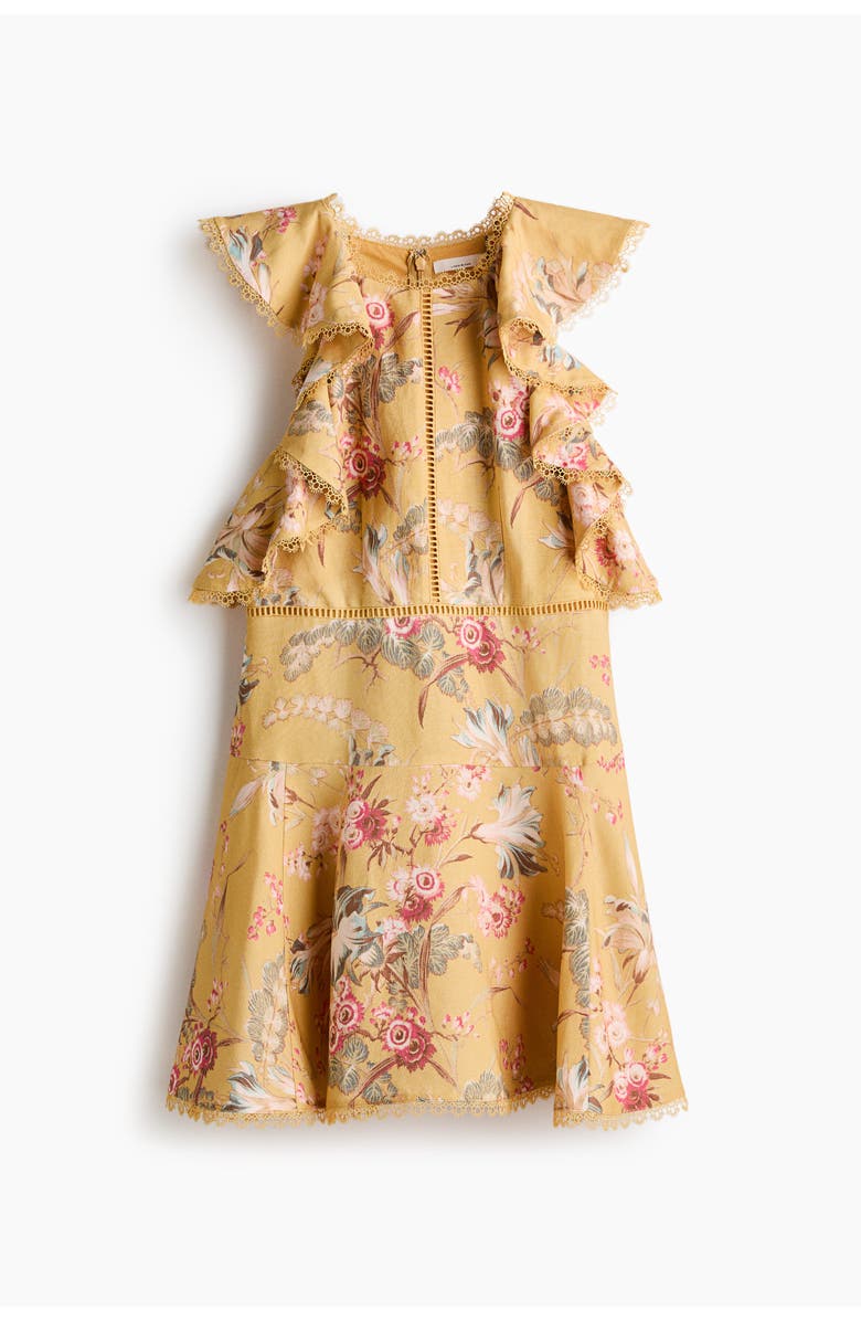 H&M Linen-blend Dress, Main, color, Yellow/Floral