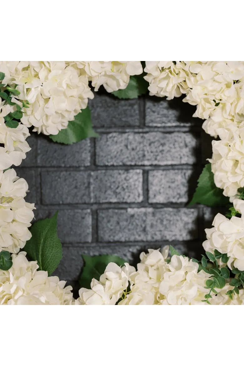 30" White Hydrangea Wreath - 30in Faux Floral Door Wreath, Alternate, color, White Hydrangea