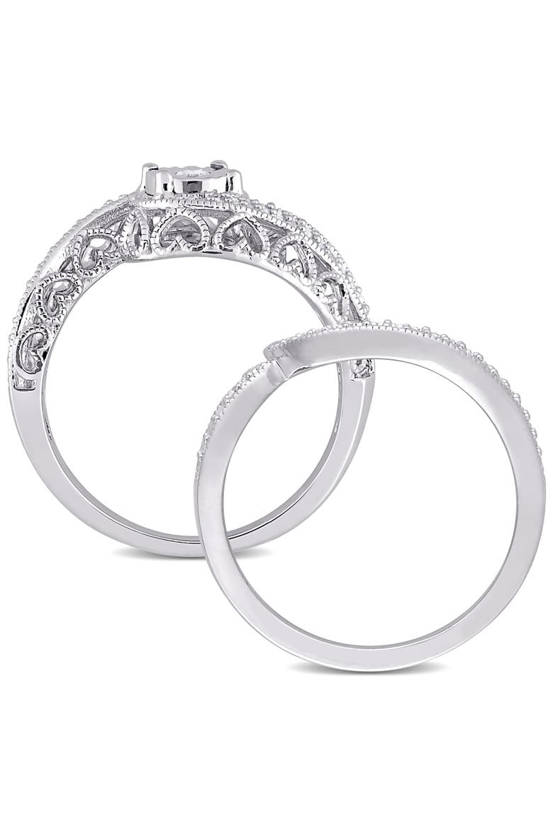 Diamond Vintage Bridal Ring, Alternate, color, Sterling Silver