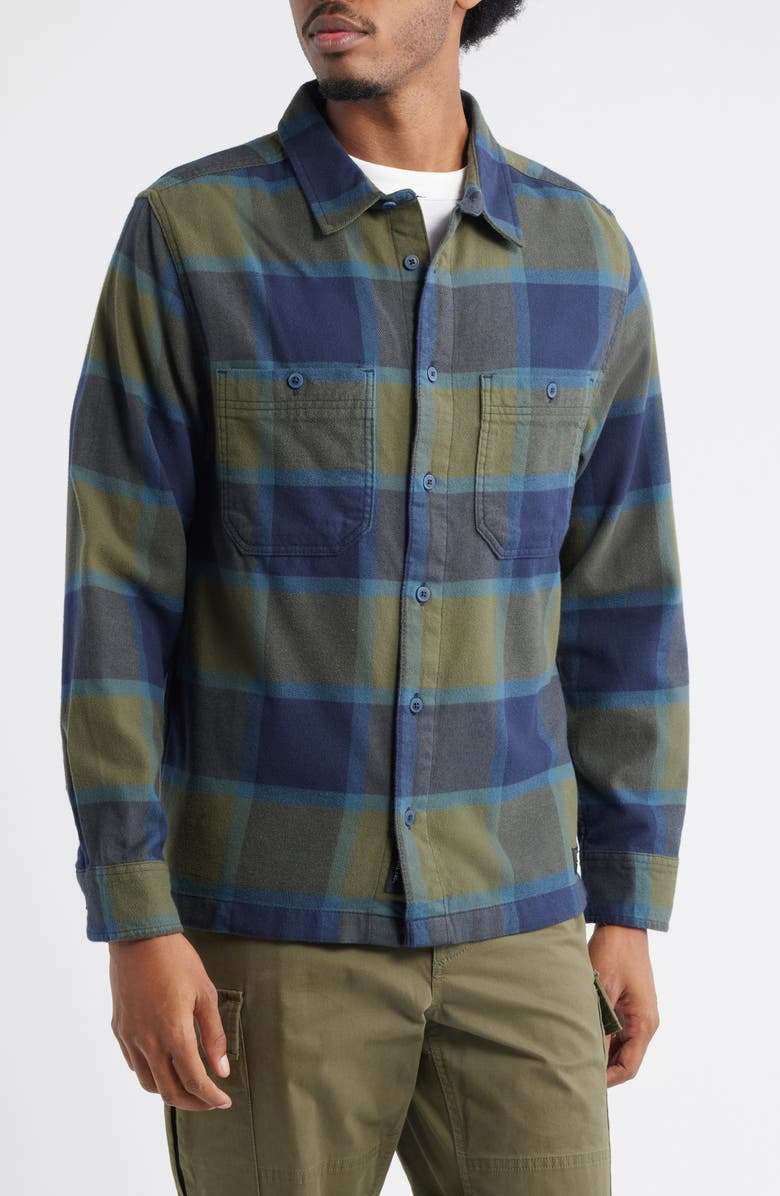 Vans Larkspur Plaid Stretch Cotton Flannel Button-Up Shirt, Alternate, color, Grape Leaf/Parisian Night