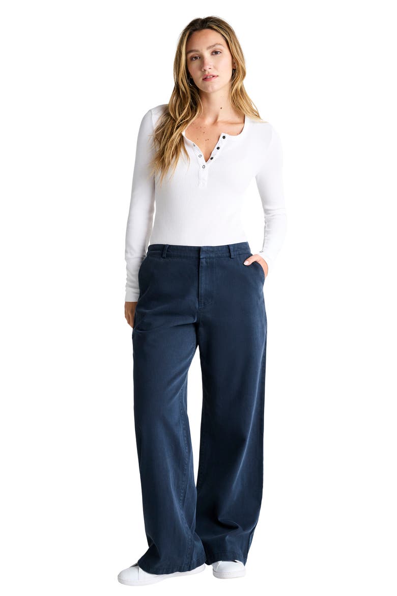 Lee High Waist Wide Leg Cotton Pants, Alternate, color, NAVY