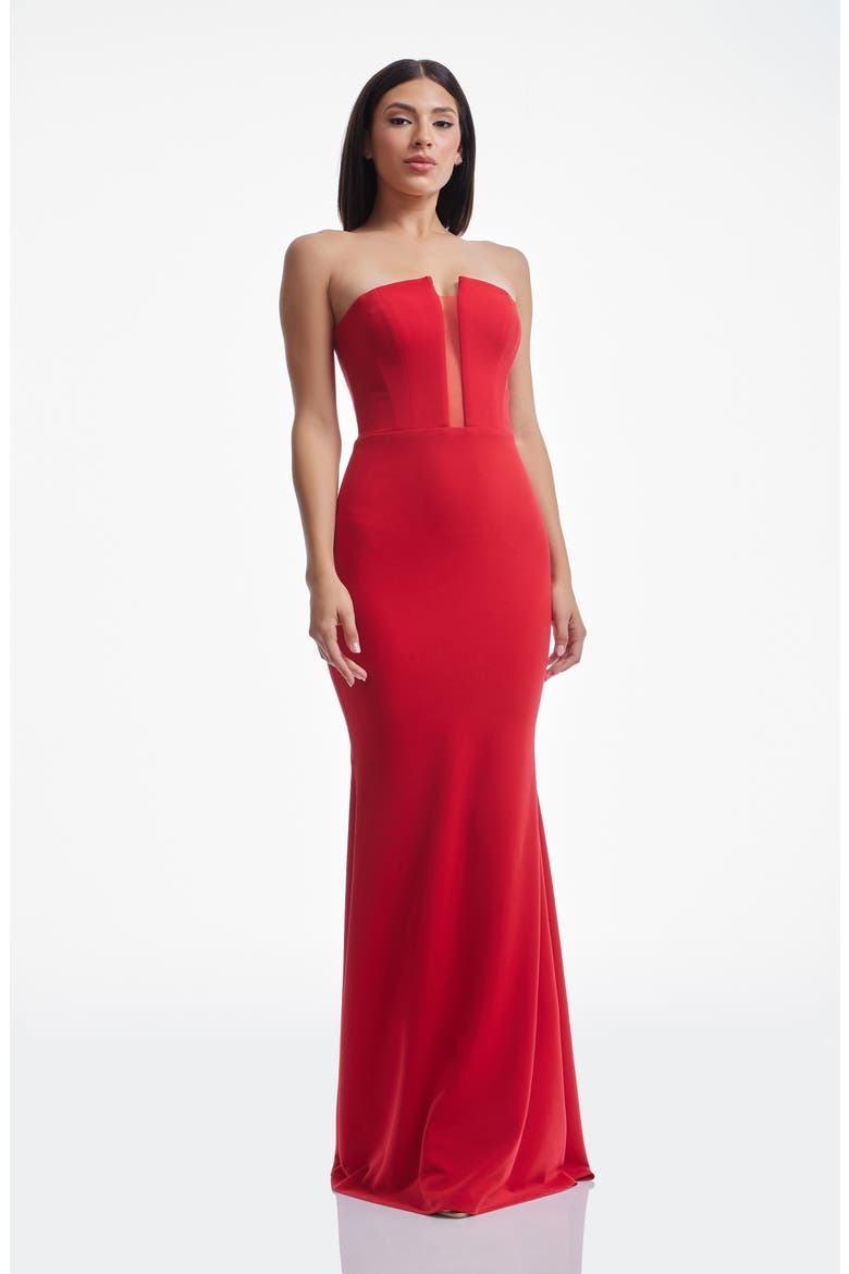 Izzy Strapless Mermaid Gown, Alternate, color, ROUGE