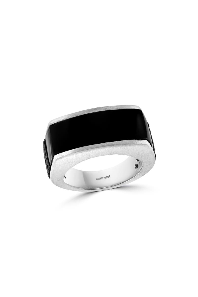 Men's Onyx Signet Ring, Main, color, BLACK