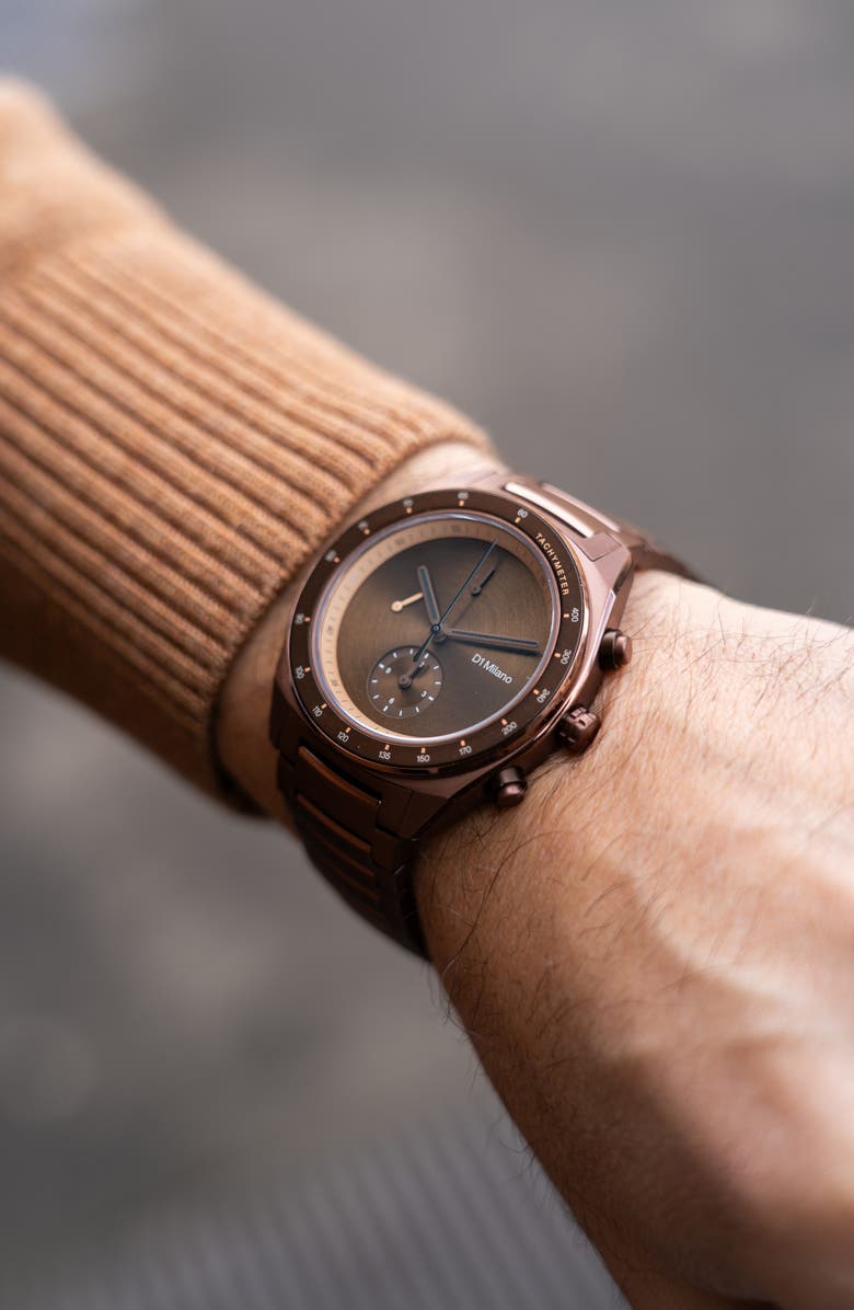 D1 Milano Essential Brown Chronograph Bracelet Watch, 40mm, Alternate, color, 